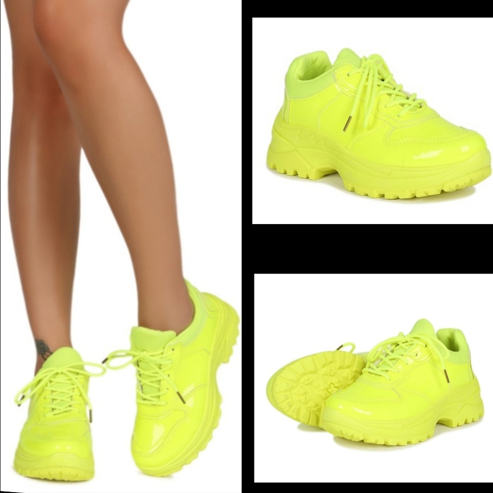 Chunky Lug Neon Sneakers - Picture 1 of 16
